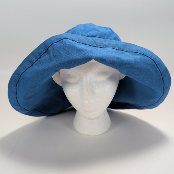 Scala Collezione Blue Cotton Wide Floppy Brim Adjustable Size Hat - Picture 1 of 9